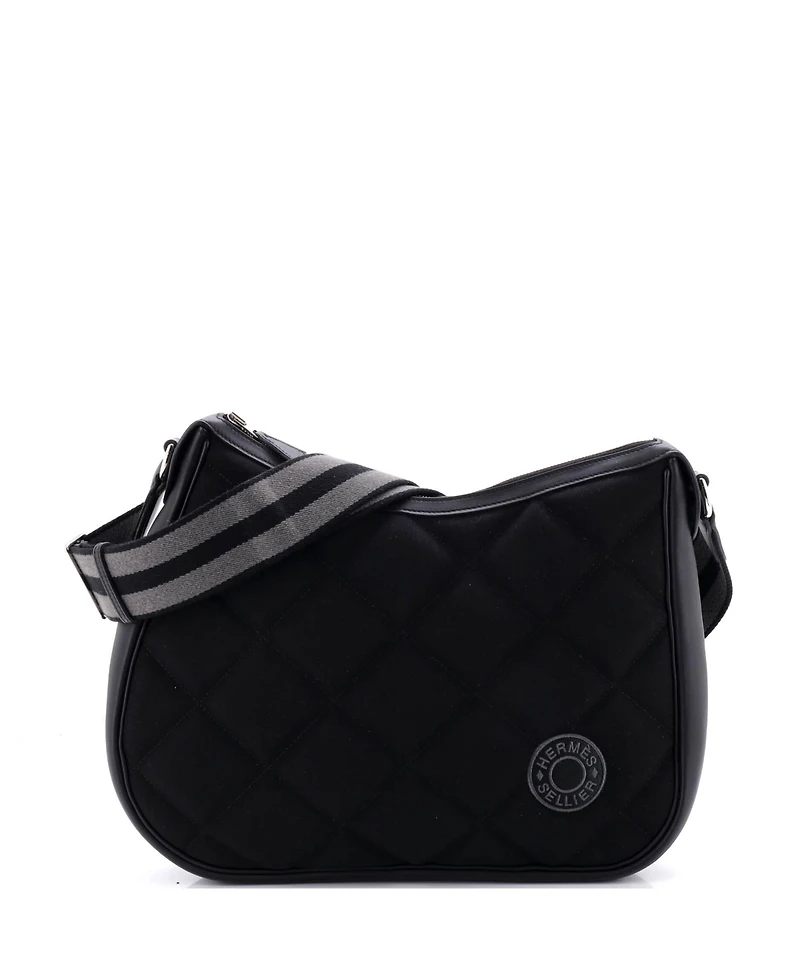 Pre-Owned HERMES Horseback Shoulder Bag Woolycot Canvas and Leather