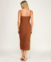 Invitee Juniors' V-Neck Sleeveless Bodycon Crochet Dress