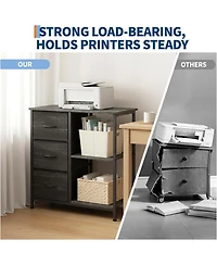 gaomon 3 fabric file cabinet and printer stand with open shelf steel frame-compact under desk organizer.
