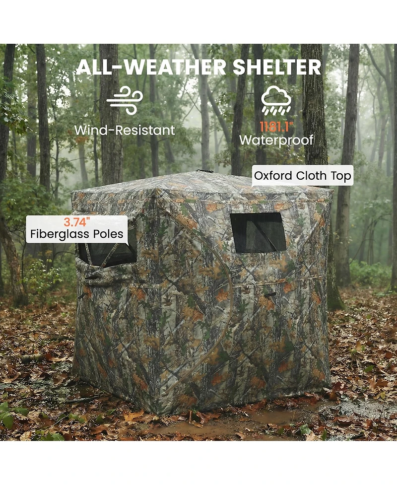 Outsunny Hunting Blind for 2 Person, Pop Up Blind with 270-Degree View
