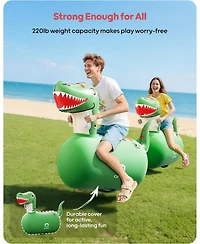 Qpau Inflatable Bouncy Dinosaur Toys 2 Pcs with Hand Pump, Heavy Duty Giant Bouncy Pal, 220lbs Load Capacity, Ride On Bouncy Animal Hopper Toy
