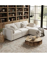 gaomon Modular Sectional Sofa- -Seater L-Shaped Couch with Movable Ottoman- Convertible Chenille Sofa