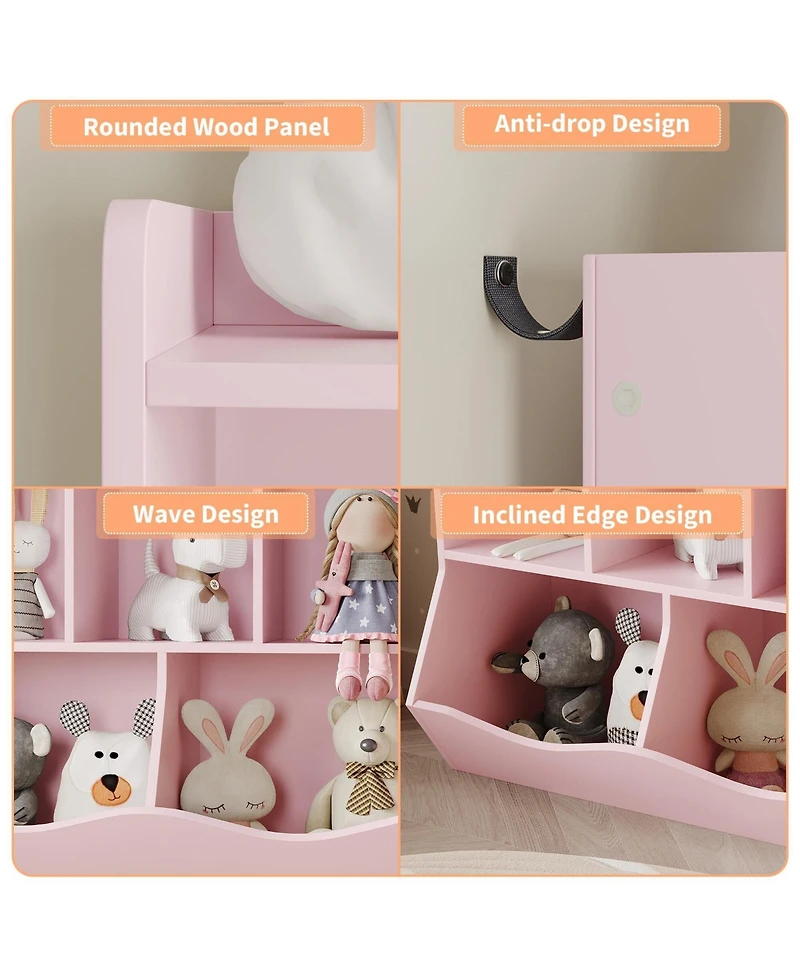 gaomon Wooden Kids Bookshelf and Toy Storage, Children Bookcase with 5 Compartments