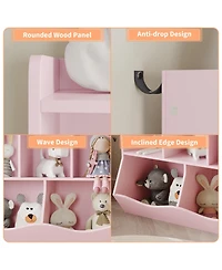 gaomon Wooden Kids Bookshelf and Toy Storage, Children Bookcase with 5 Compartments