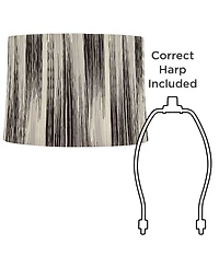 Springcrest Esbjerg 13" Top x 14" Bottom x 10" High x 10" Slant Print Lamp Shade Replacement Drum Monochrome Washer Harp Finial