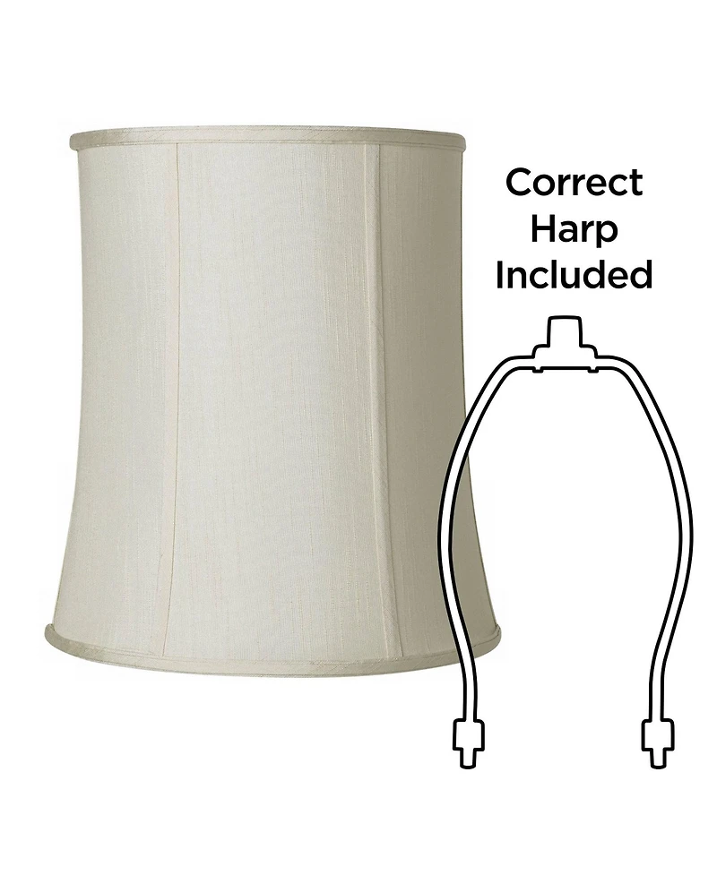 Springcrest Imperial Shade Set of 2 Tall Drum Lamp Shades Cream Medium 12" Top x 14" Bottom x 16" High Spider with Harp and Finial Fitting