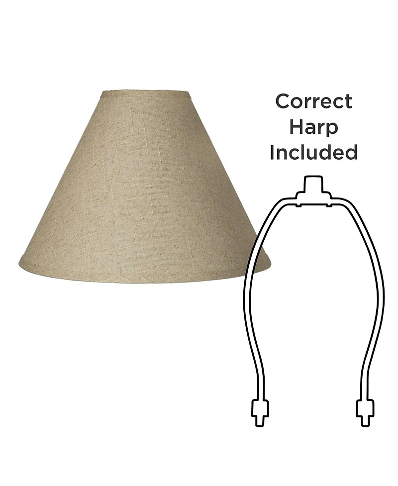 Springcrest Set of 2 Empire Lamp Shades Fine Burlap Medium 5" Top x 15" Bottom x 10.5" High Spider Replacement Harp Finial Fitting