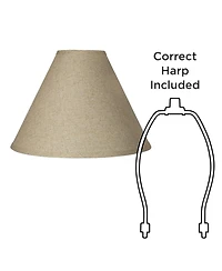 Springcrest Set of 2 Empire Lamp Shades Fine Burlap Medium 5" Top x 15" Bottom x 10.5" High Spider Replacement Harp Finial Fitting