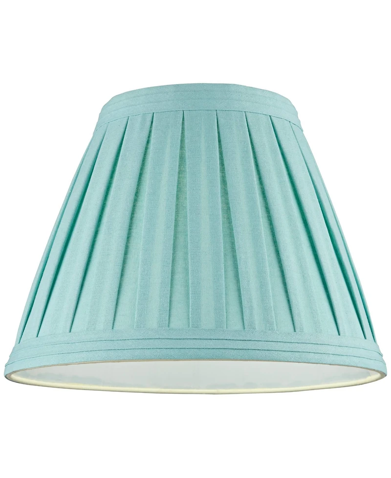 Springcrest Set of 2 Pleat Empire Lamp Shades Turquoise Medium 7" Top x 14" Bottom x 11" High Spider Harp and Finial Fitting
