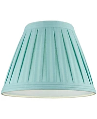 Springcrest Set of 2 Pleat Empire Lamp Shades Turquoise Medium 7" Top x 14" Bottom x 11" High Spider Harp and Finial Fitting