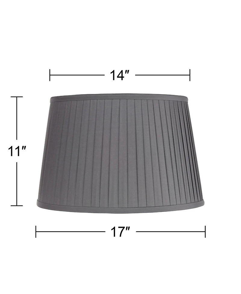 Springcrest 14" Top x 17" Bottom x 11" High x 11" Slant Lamp Shade Replacement Large Slate Empire Pleated Spider Harp Finial