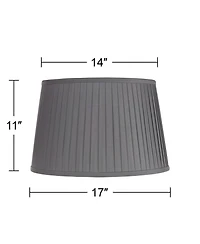 Springcrest 14" Top x 17" Bottom x 11" High x 11" Slant Lamp Shade Replacement Large Slate Empire Pleated Spider Harp Finial