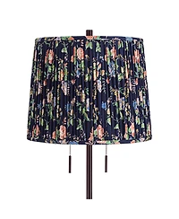 Possini Euro Design Karina 33" Tall Skinny Buffet End Table Lamp Pull Chain Brown Bronze Finish Metal Navy Blue Shade Living Room