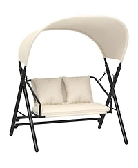 Aecojoy Outdoor Porch Swings for Adults 600LBS 2 Seat Patio Swings with Canopy