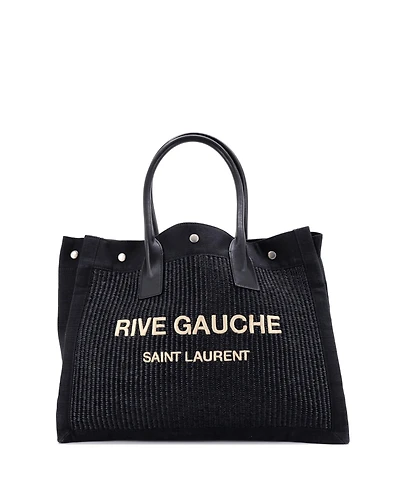 Pre-Owned Saint Laurent Small Rive Gauche Shopper Tote Raffia with Canvas