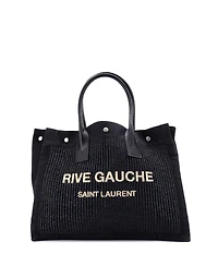 Pre-Owned Saint Laurent Small Rive Gauche Shopper Tote Raffia with Canvas