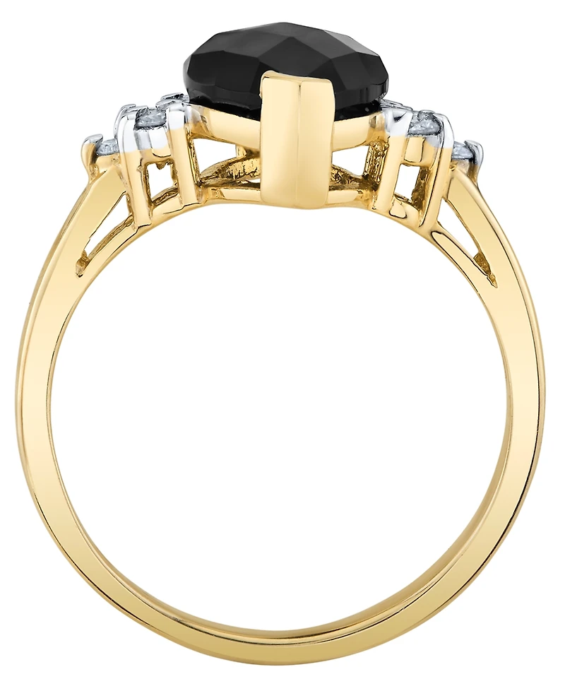 Macy's Onyx (3-1/2 ct. t.w.) and Diamond (1/8 ct. t.w.) Ring in 14k Yellow Gold