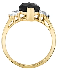 Macy's Onyx (3-1/2 ct. t.w.) and Diamond (1/8 ct. t.w.) Ring in 14k Yellow Gold