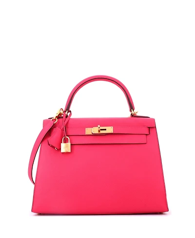 Pre-Owned HERMES Kelly 28 Handbag Pink Epsom with Gold Hardware