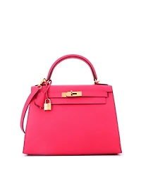 Pre-Owned HERMES Kelly 28 Handbag Pink Epsom with Gold Hardware