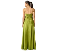Adrianna Women's Strech V-Neck Satin Dress