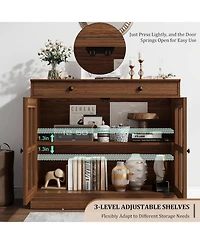 gaomon Modern Sideboard Buffet Cabinet with 2 Glass Doors and Storage Drawer - Adjustable Shelf, Versatile Entryway Storage