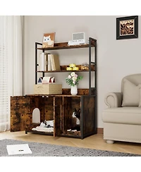 gaomon Hidden Cat Litter Box Enclosure Cabinet with Storage Shelves,52'' with Shelves and Doors, Mark Pad,for Living Room Apartments.