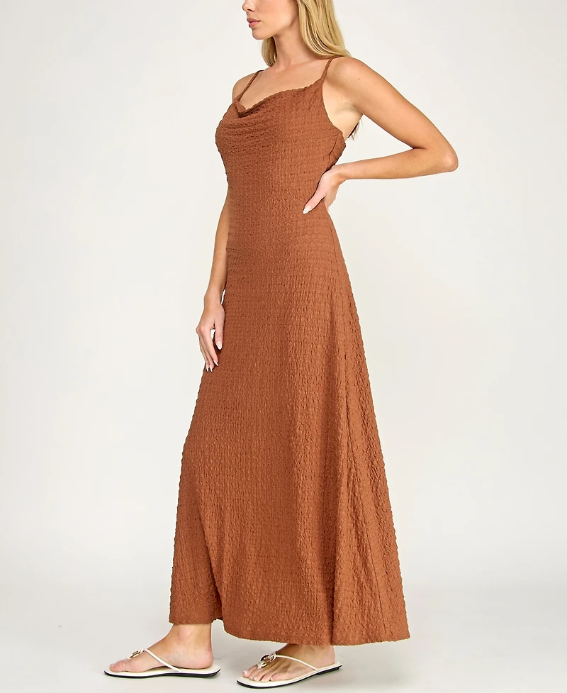 Trixxi Juniors' Sleeveless Cowl Neck Maxi Dress