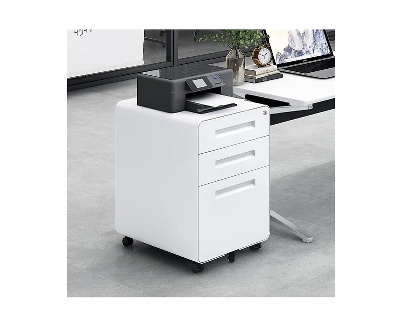 gaomon 3 Drawer File Cabinet with Lock, Under Desk Mobile Metal Filing Cabinet for Home Office