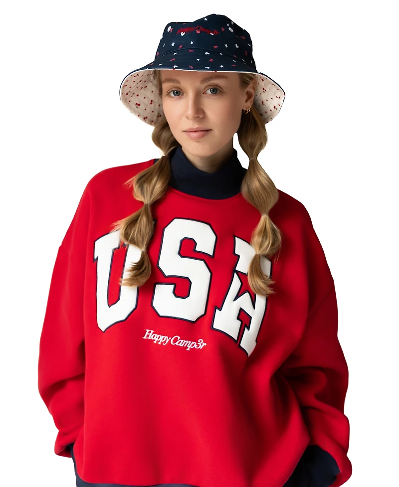The Happy Camp3r Women's Usa Printed Mock Neck Sweatshirt