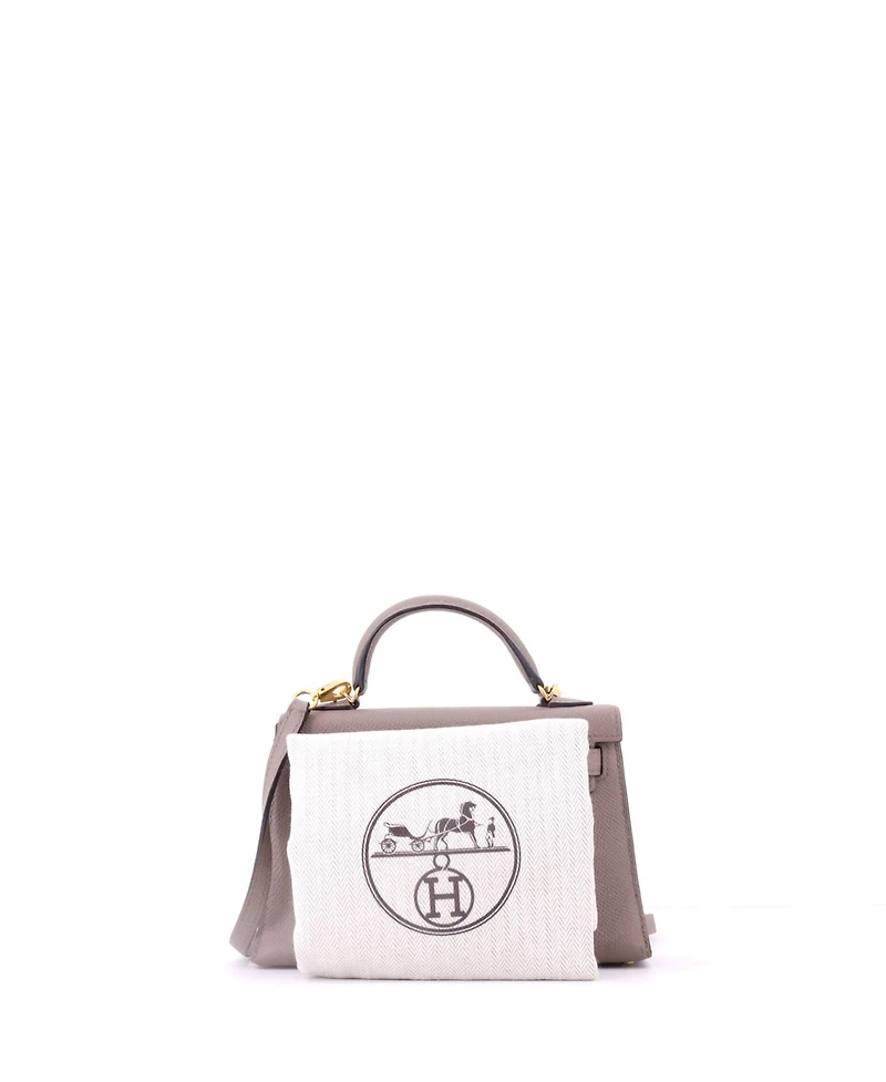 Pre-Owned HERMES Kelly 20 Handbag Grey Epsom with Gold Hardware