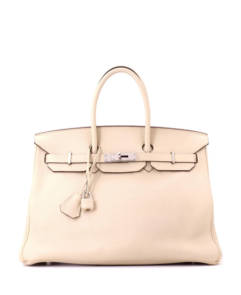 Pre-Owned HERMES Birkin 35 Handbag Light Clemence with Palladium Hardware