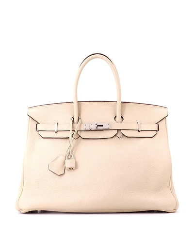 Pre-Owned HERMES Birkin 35 Handbag Light Clemence with Palladium Hardware