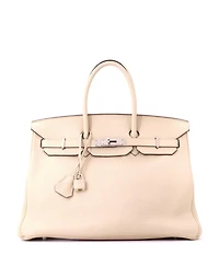 Pre-Owned HERMES Birkin 35 Handbag Light Clemence with Palladium Hardware