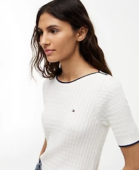 Tommy Hilfiger Women's Boat Neck Short-Sleeve Cotton Sweater