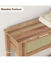 gaomon 2Pcs Entryway Table with Drawers, Rattan Console Table with Storage, Boho Sofa Table for Living Room, 2 Tier Hallway Table Home