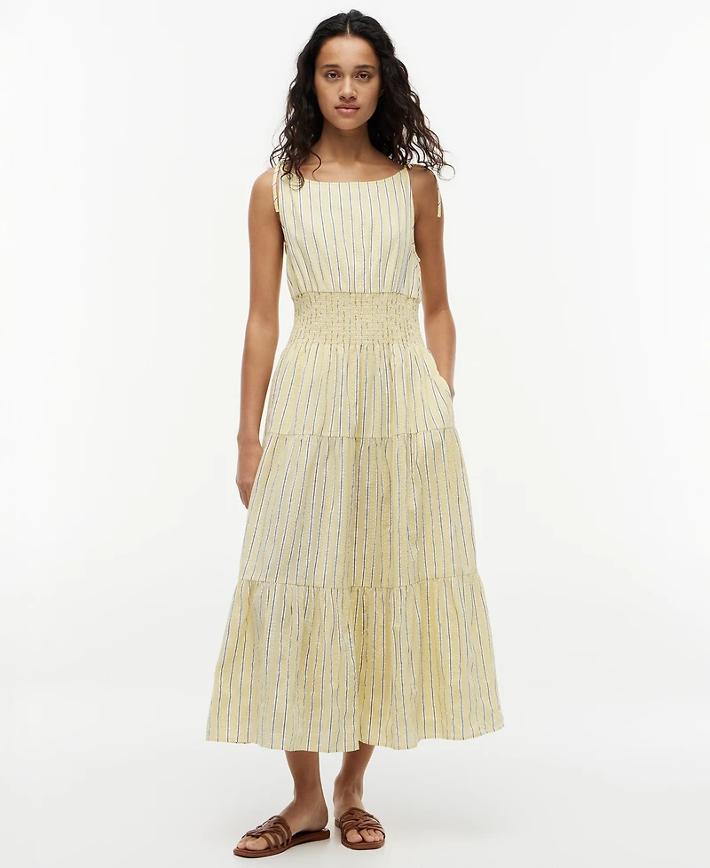 Tommy Hilfiger Women's Smocked Tie-Detail Sleeveless Midi Dress