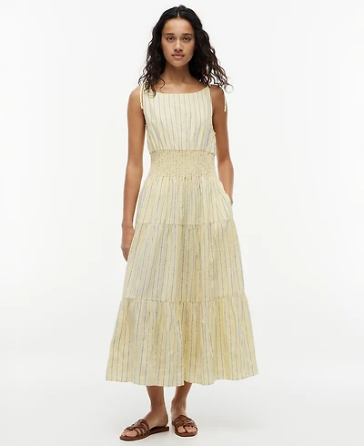 Tommy Hilfiger Women's Smocked Tie-Detail Sleeveless Midi Dress
