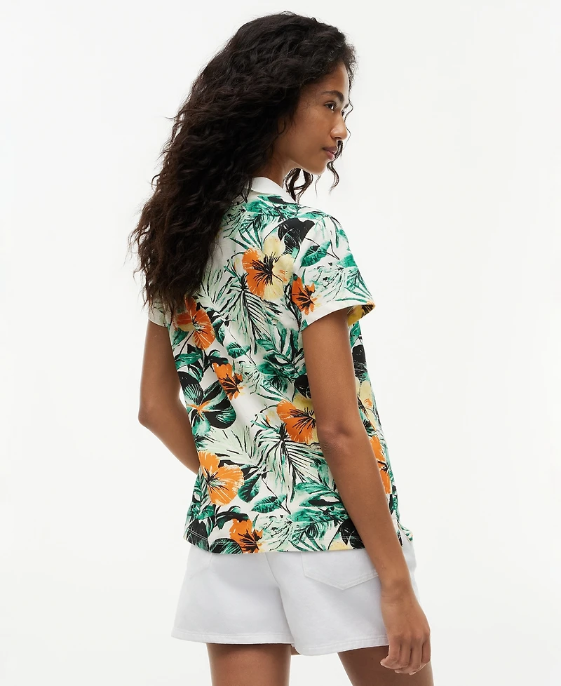 Tommy Hilfiger Women's Classic Pique Printed Short-Sleeve Polo Top