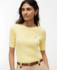 Tommy Hilfiger Women's Boat Neck Short-Sleeve Cotton Sweater