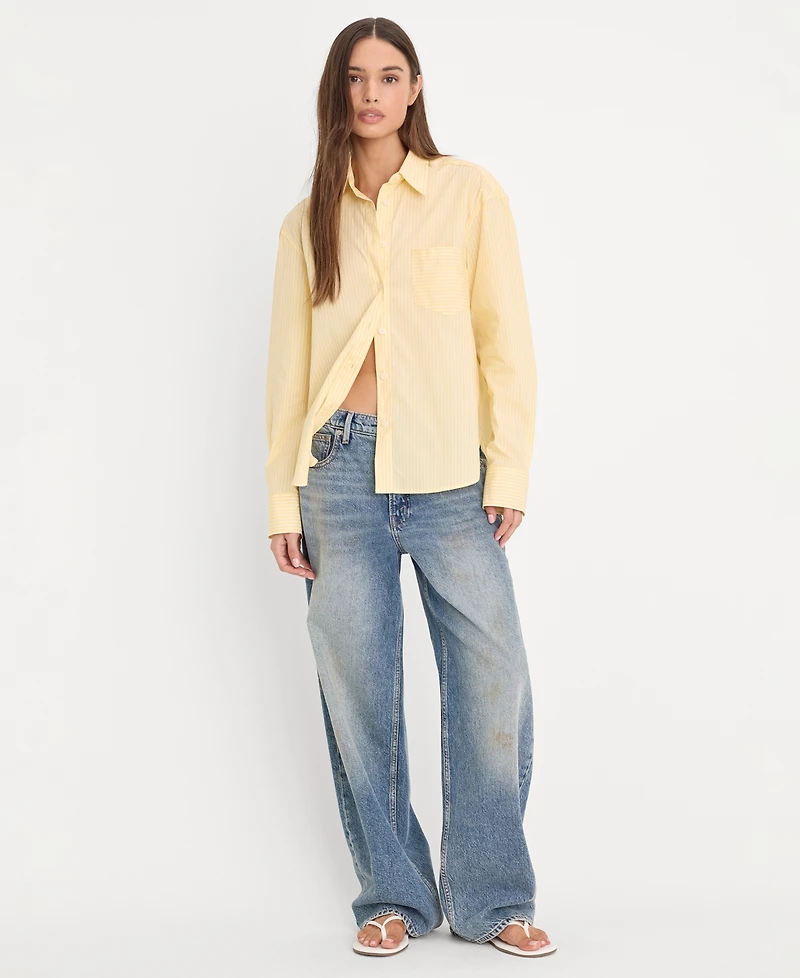 Good American Women's Poplin Classic Boxy Shirt