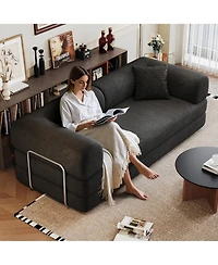 Rainsken Convertible Sleeper Sofa Bed, 78.8" Corduroy 2 Seater Loveseat, Boneless Modular Sectional Sofa with Pillow Back Support for Living Room