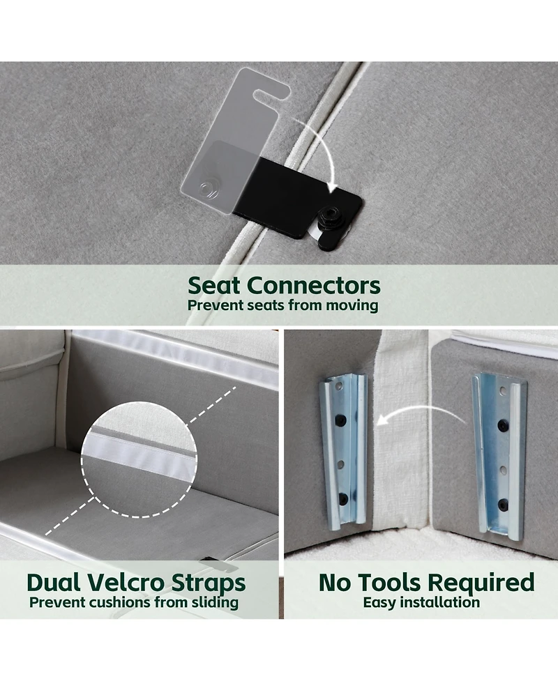 Rainsken Modular Sectional Sofa - 84.2" Chenille Upholstered 2-Deep Seat Couch with Removable Washable Covers, Pocket Coil Spring for Living Room