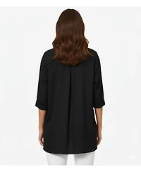 Stella Carakasi Women's Cotton Poplin Button-Front Unique Handmade Bib Pitch Perfect Tunic