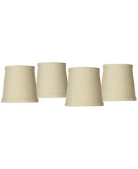 Springcrest Set of 4 Hardback Drum Lamp Shades Nallad Herbal Small 4" Top x 5" Bottom x 5" High Candelabra Clip-On Fitting