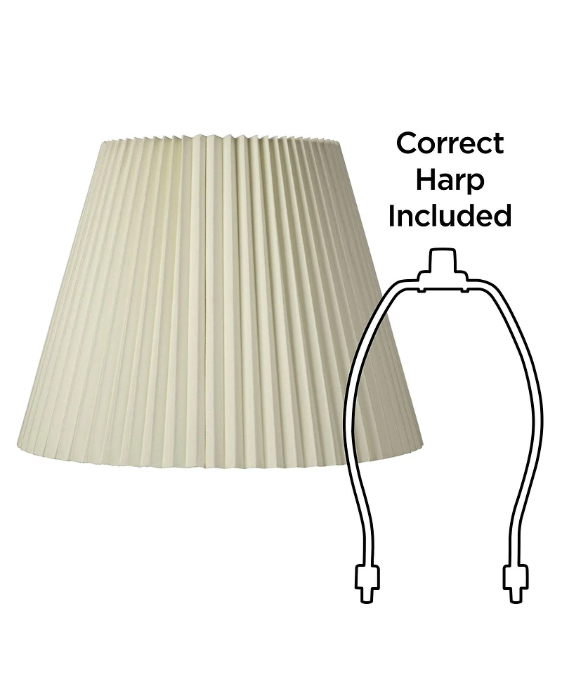 Springcrest Set of 2 Knife Pleat Empire Lamp Shades Large 11" Top x 19" Bottom x 14.25" High Spider Harp and Finial Fitting
