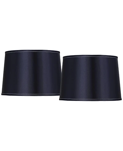 Springcrest Set of 2 Drum Lamp Shades Medium 14" Top x 16" Bottom x 11" High Spider Replacement Harp Finial Fitting