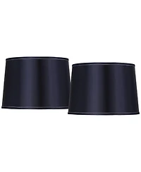 Springcrest Set of 2 Drum Lamp Shades Medium 14" Top x 16" Bottom x 11" High Spider Replacement Harp Finial Fitting