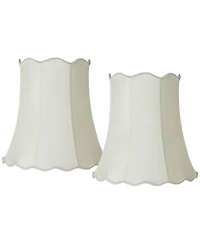 Springcrest Imperial Shade Set of 2 Scallop Bell Lamp Shades Cream White Large 12" Top x 18" Bottom x 17.5" High Spider Harp Finial Fitting
