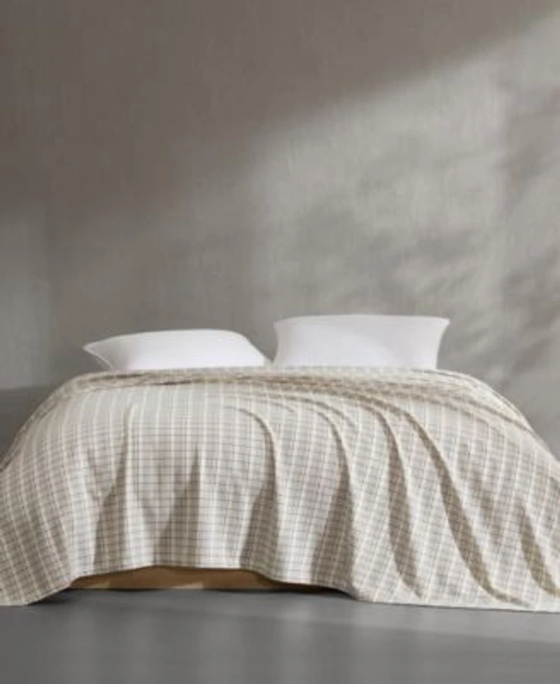 Calvin Klein Dot Dash Plaid Yarn Dyed Cotton Blanket